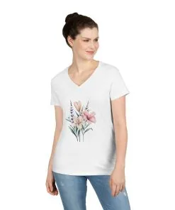 Floral Ladies' V-Neck T-Shirt | Comfortable & Stylish for Spring