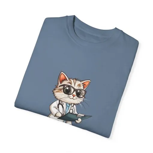 Funny Cat Doctor Unisex Garment-Dyed T-Shirt - Image 45