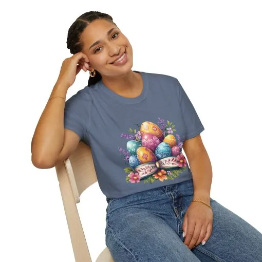 Easter Floral Eggs Unisex Softstyle T-Shirt - Image 40