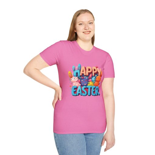 Happy Easter Unisex Softstyle T-Shirt - Fun Spring Bunny Design - Image 74