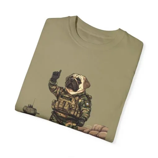 Military Pug Unisex Garment-Dyed T-Shirt - Funny Dog Graphic Tee for Pet Lovers - Image 2