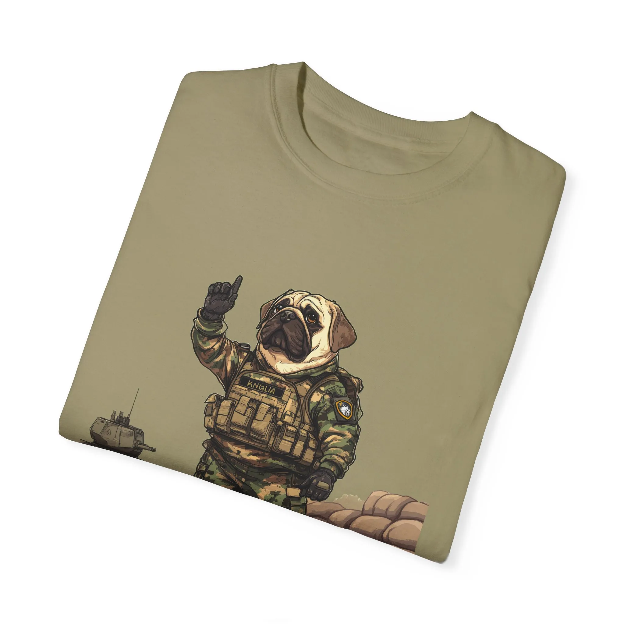 Military Pug Unisex Garment-Dyed T-Shirt - Funny Dog Graphic Tee for Pet Lovers - Image 2