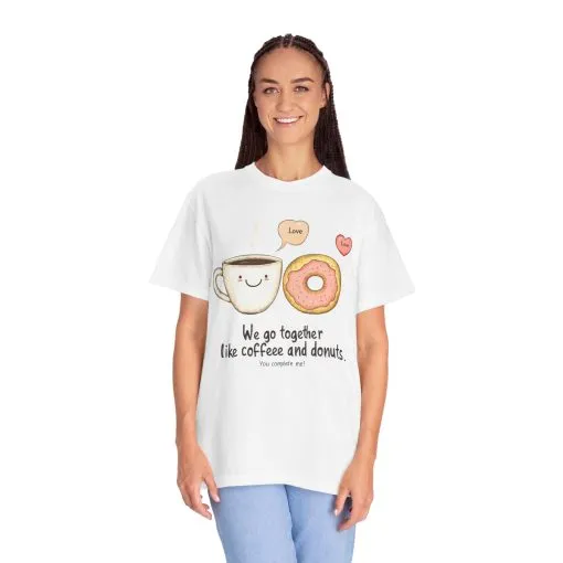Coffee and Donuts Love Unisex T-Shirt | Cute Foodie Gift | Perfect for Valentine's Day & Everyday Wear - Image 7