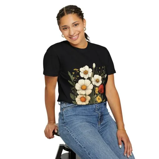 Floral Garden Unisex T-Shirt - Vintage Style Flower Design - Image 36