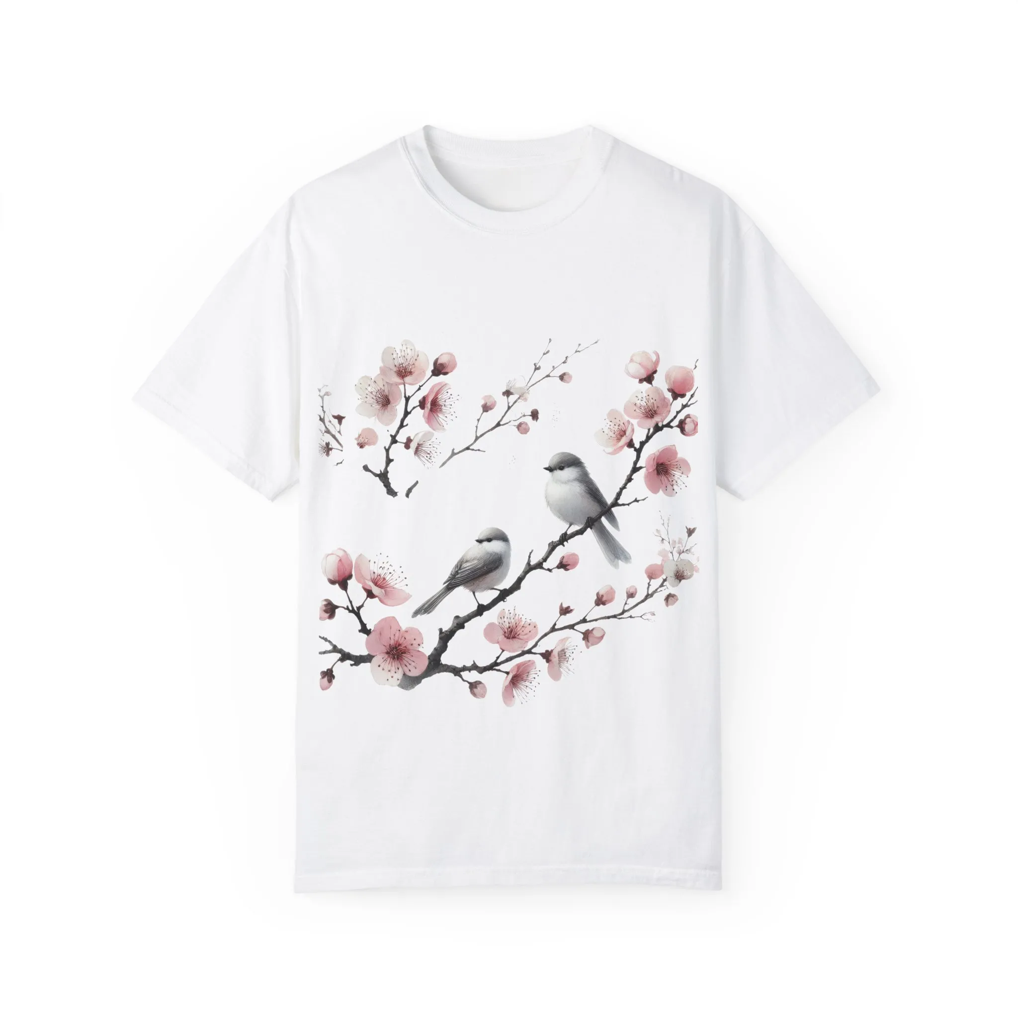 Spring Blossom Unisex T-Shirt - Floral Bird Design - Image 2