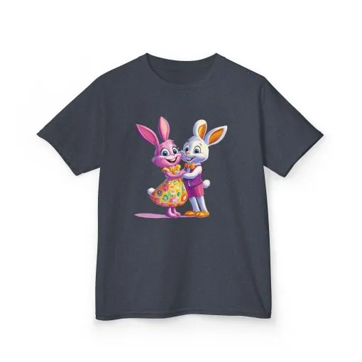 Cute Bunny Love Kids Heavy Cotton Tee - Adorable Cartoon Design for Spring Celebrations - Image 20