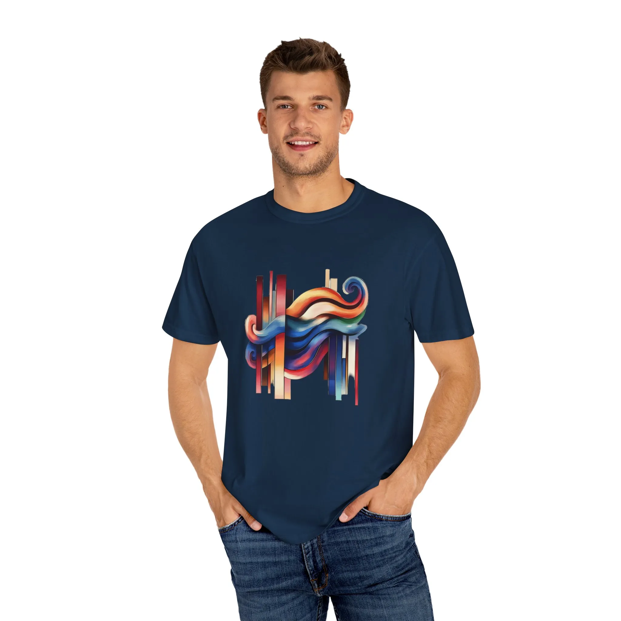 Colorful Abstract Art Unisex Garment-Dyed T-Shirt | Trendy Graphic Tee for Art Lovers - Image 23