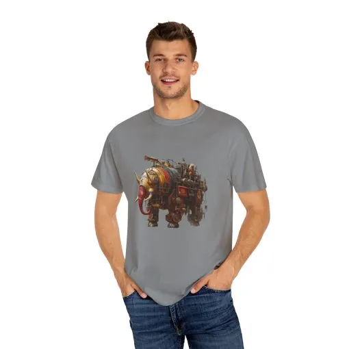 Vintage Steampunk Elephant T-Shirt - Unisex Garment-Dyed Tee - Image 23