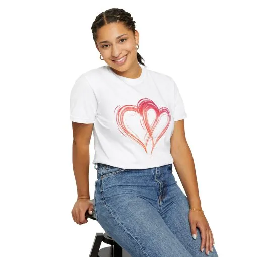 Love Hearts Unisex Garment-Dyed T-Shirt - Perfect for Valentine's Day & Casual Wear - Image 8