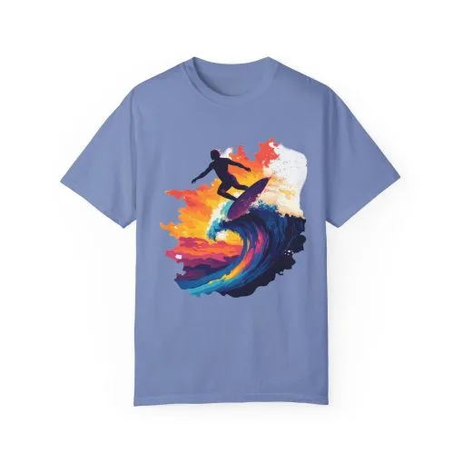 Surfing Sunset Unisex Garment-Dyed T-Shirt - Image 13