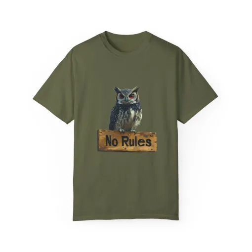 Funny Owl T-Shirt - "No Rules" Unisex Garment-Dyed Tee for Animal Lovers - Image 9