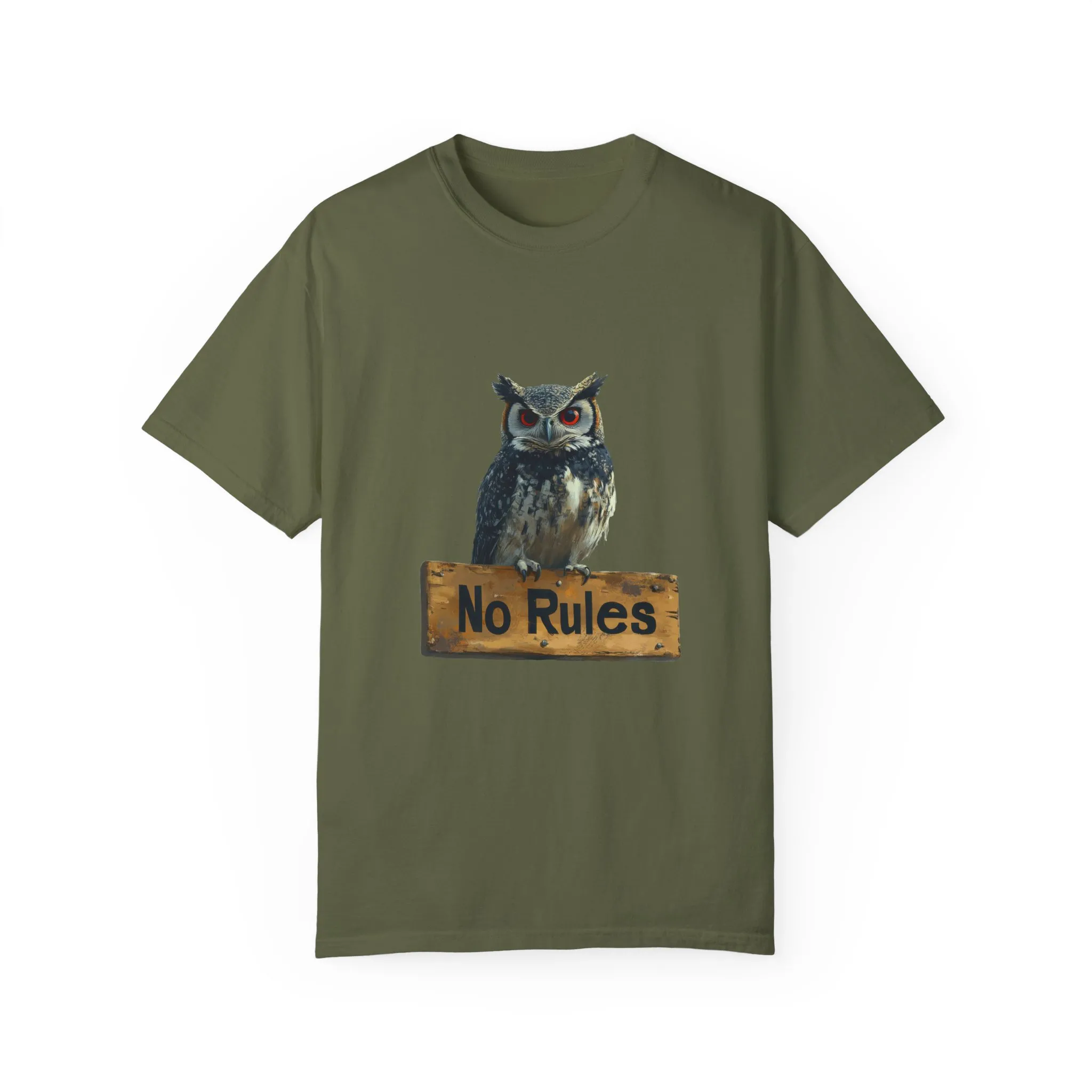 Funny Owl T-Shirt - "No Rules" Unisex Garment-Dyed Tee for Animal Lovers - Image 9