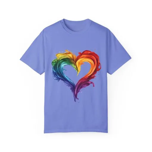 Pride Heart Unisex Garment-Dyed T-shirt - Colorful Rainbow Design for LGBTQ+ Celebration - Image 25