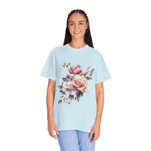 Floral Bouquet Unisex Garment-Dyed T-Shirt - Perfect for Spring Celebrations - Image 11