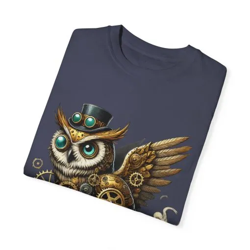 Steampunk Owl Unisex Garment-Dyed T-Shirt - Image 30