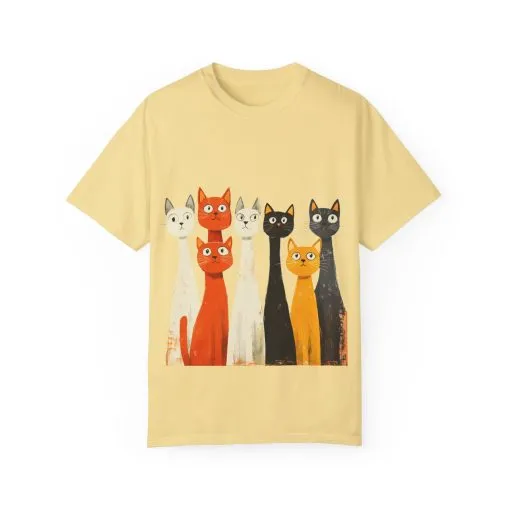 Vintage Cat Illustration Unisex Garment-Dyed T-Shirt - Perfect for Cat Lovers - Image 21