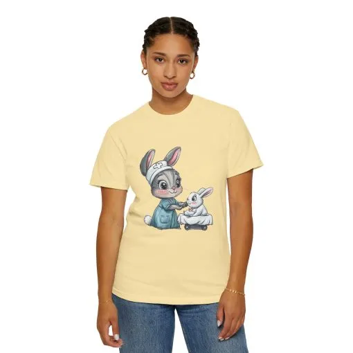 Cute Nurse Bunny Unisex Garment-Dyed T-Shirt - Image 15