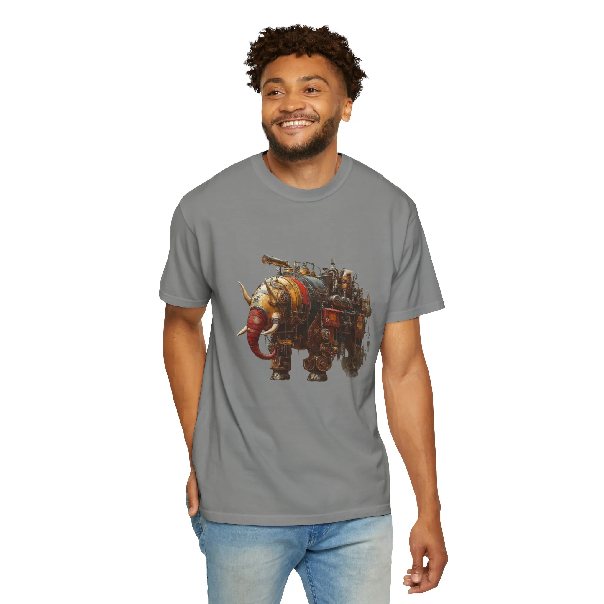 Vintage Steampunk Elephant T-Shirt - Unisex Garment-Dyed Tee - Image 24