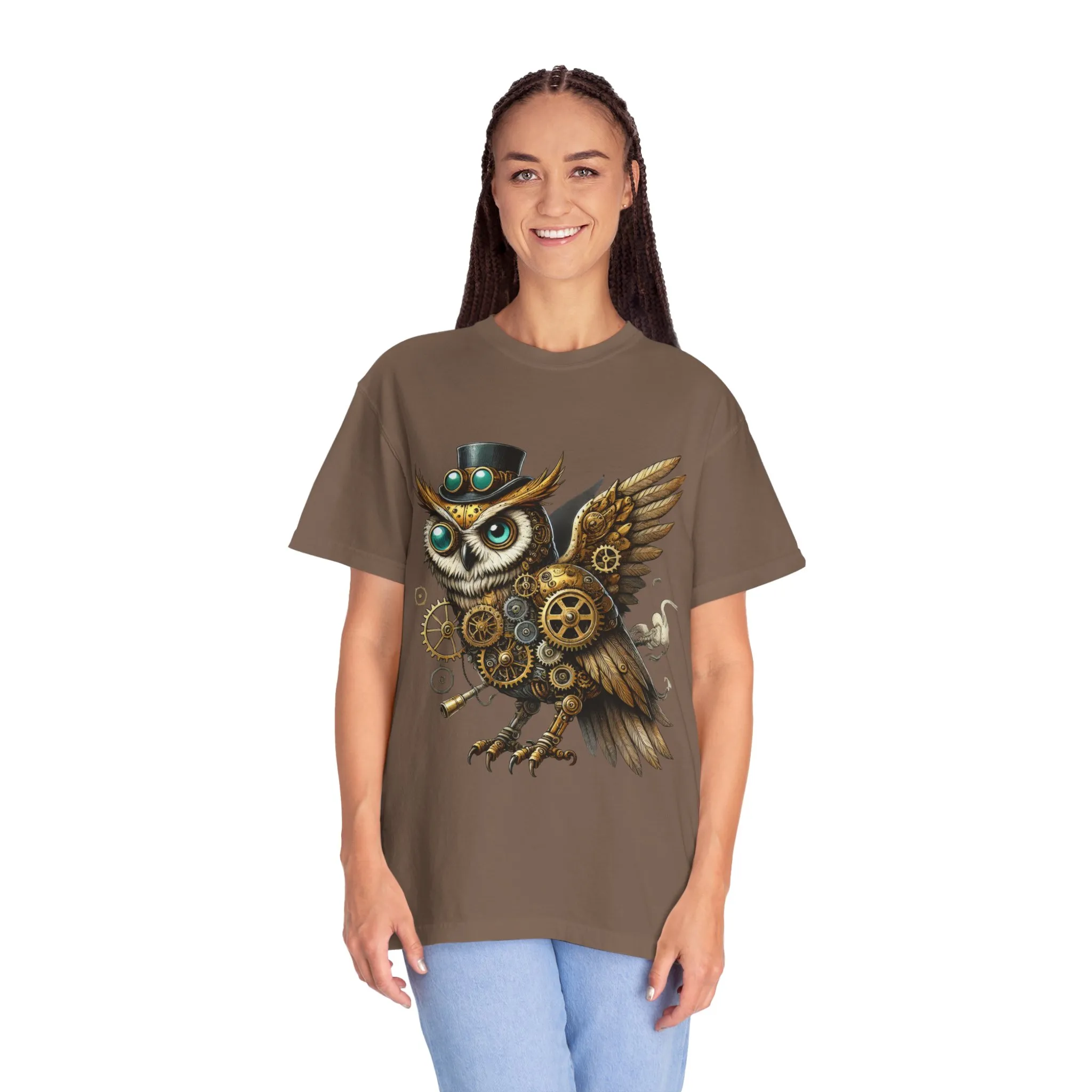 Steampunk Owl Unisex Garment-Dyed T-Shirt - Image 16