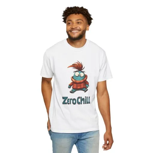 Unisex Garment-Dyed T-Shirt - 'Zero Chill' Fun Character Design - Image 4