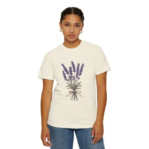 Lavender Bouquet Unisex Garment-Dyed T-Shirt - Nature-Inspired Tee for Relaxation and Everyday Comfort - Image 8