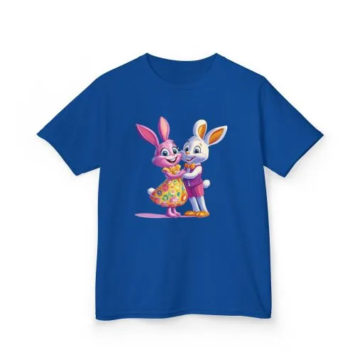 Cute Bunny Love Kids Heavy Cotton Tee - Adorable Cartoon Design for Spring Celebrations - Image 17