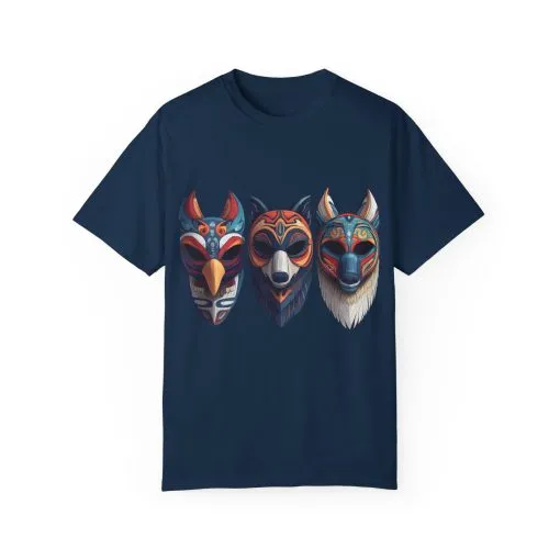 Tribal Mask Unisex Garment-Dyed T-Shirt | Artistic & Colorful Graphic Tee - Image 33