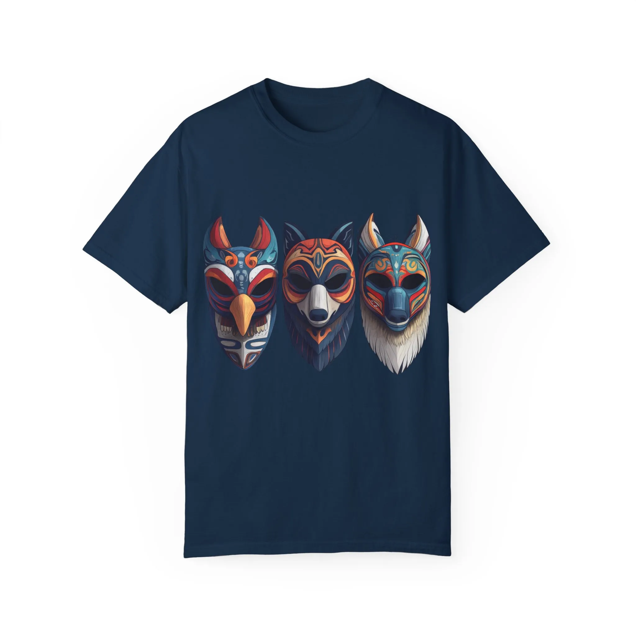 Tribal Mask Unisex Garment-Dyed T-Shirt | Artistic & Colorful Graphic Tee - Image 33