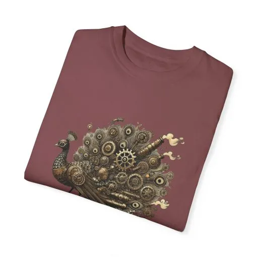 Steampunk Peacock Unisex Garment-Dyed T-Shirt - Image 10