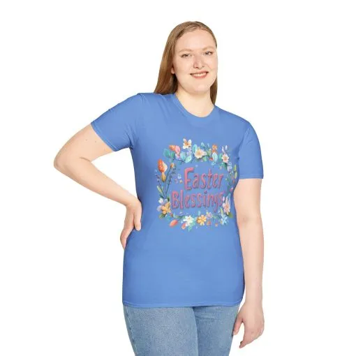 Easter Blessings Unisex Softstyle T-Shirt – Spring Floral Design - Image 34