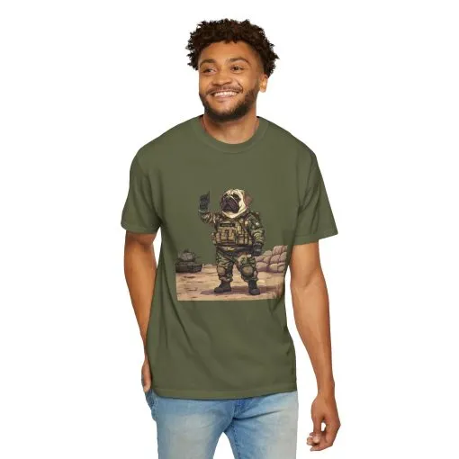 Military Pug Unisex Garment-Dyed T-Shirt - Funny Dog Graphic Tee for Pet Lovers - Image 19
