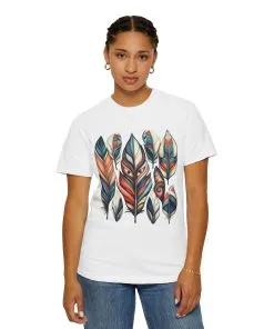 Bohemian Feathers Unisex T-Shirt - Artistic Nature Design