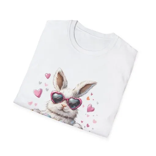 Cute Bunny Easter T-Shirt - Unisex Softstyle Tee with Colorful Egg Design - Image 8