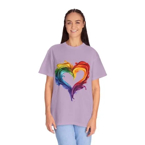 Pride Heart Unisex Garment-Dyed T-shirt - Colorful Rainbow Design for LGBTQ+ Celebration - Image 39