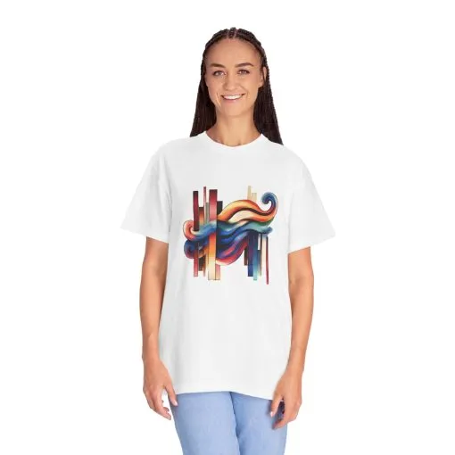 Colorful Abstract Art Unisex Garment-Dyed T-Shirt | Trendy Graphic Tee for Art Lovers - Image 8