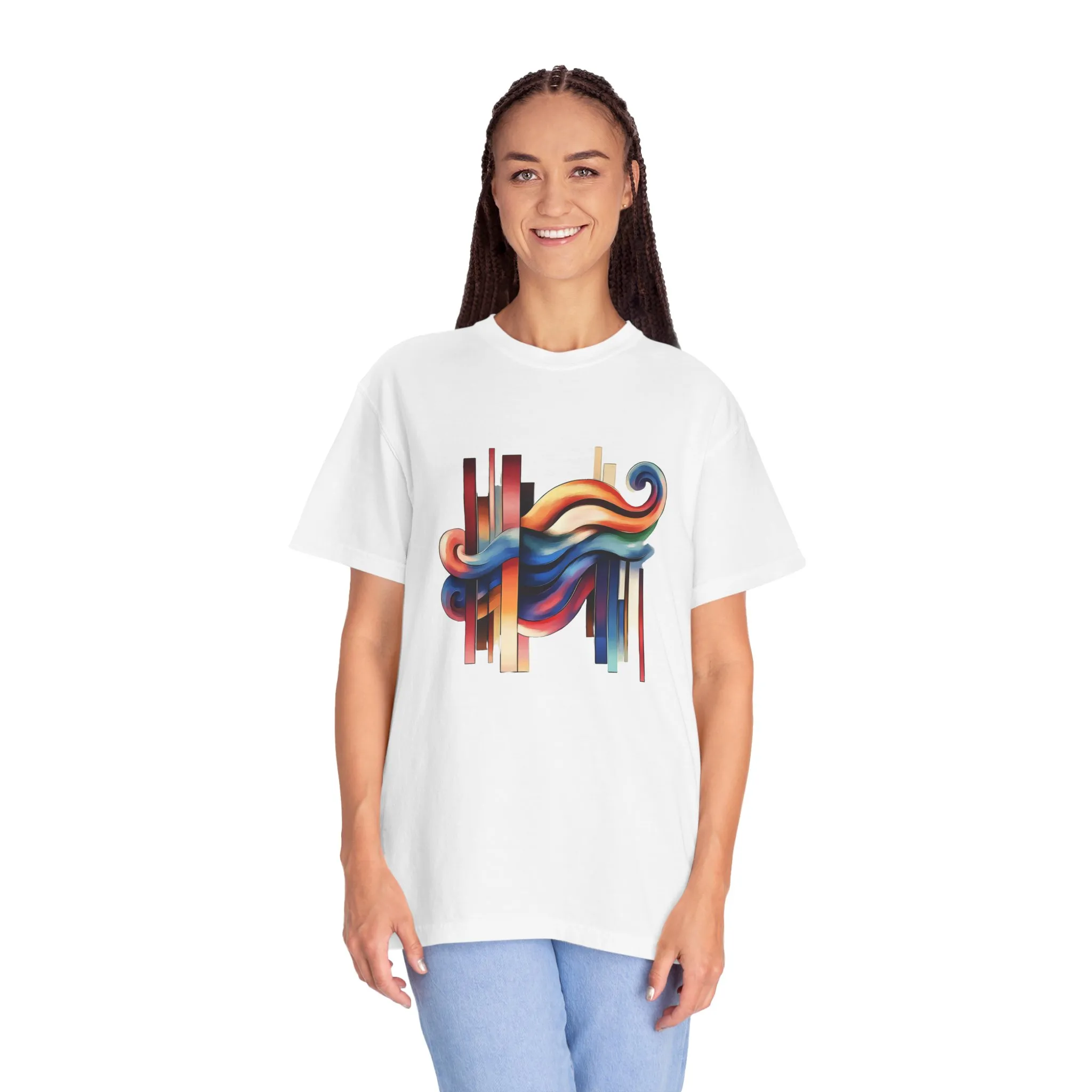 Colorful Abstract Art Unisex Garment-Dyed T-Shirt | Trendy Graphic Tee for Art Lovers - Image 8
