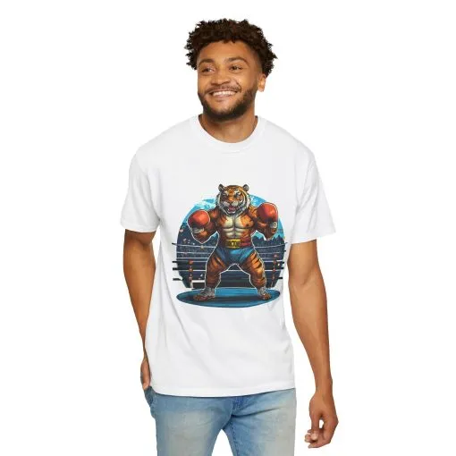 Boxing Tiger Unisex Garment-Dyed T-shirt | Sporty, Bold Graphic Tee for Animal Lovers - Image 8