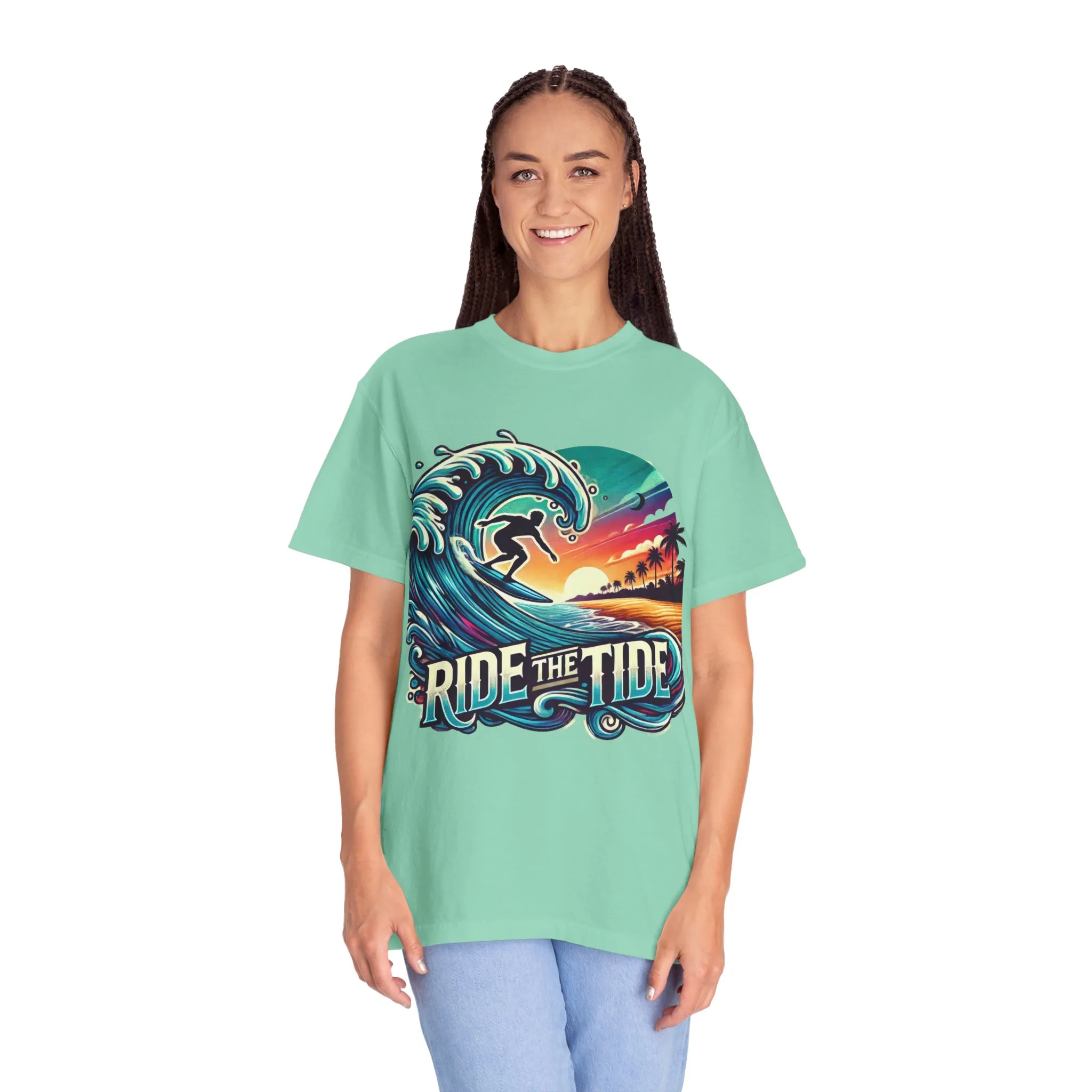 Ride the Tide Unisex Garment-Dyed T-shirt - Surfing Inspired Graphic Tee - Image 4