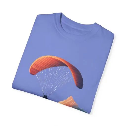 Adventure Awaits Unisex Garment-Dyed T-shirt - Paragliding and Mountain Design - Image 2
