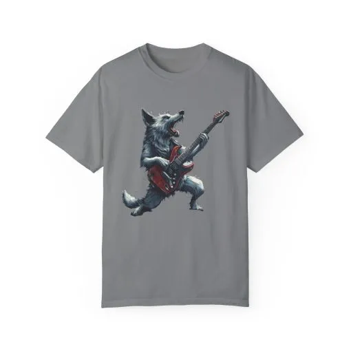Rocking Wolf Unisex Garment-Dyed T-Shirt - Music Lover's Tee - Image 9