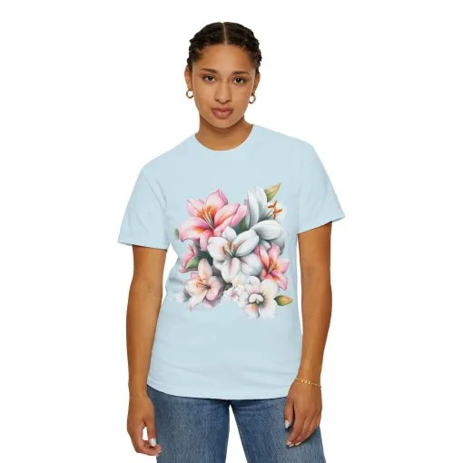Floral Elegance Unisex Garment-Dyed T-Shirt - Perfect for Spring Celebrations - Image 3