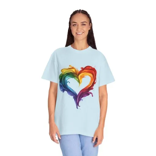 Pride Heart Unisex Garment-Dyed T-shirt - Colorful Rainbow Design for LGBTQ+ Celebration - Image 23