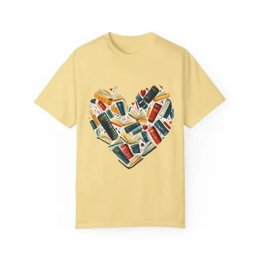 Book Lover's Heart Unisex Garment-Dyed T-Shirt - Image 9