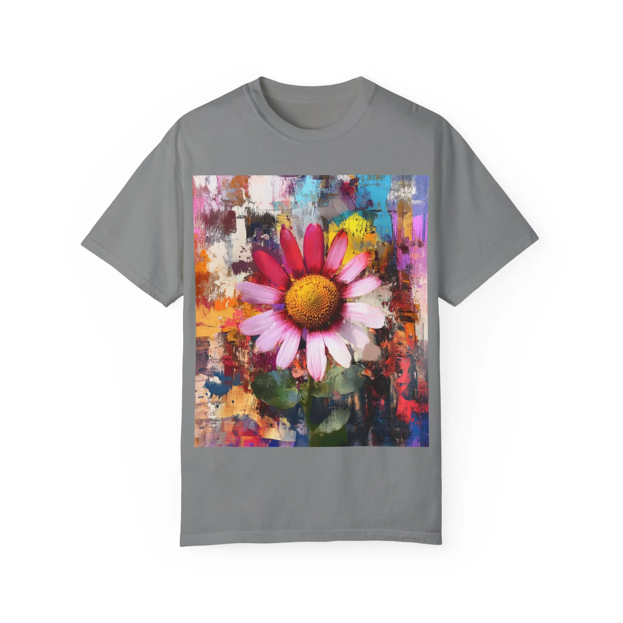 Colorful Floral Art Unisex Garment-Dyed T-Shirt - Image 9