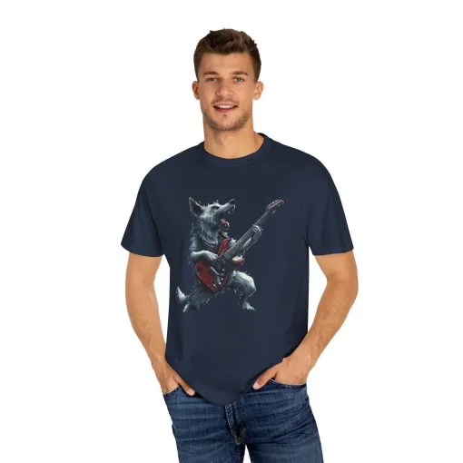 Rocking Wolf Unisex Garment-Dyed T-Shirt - Music Lover's Tee - Image 27