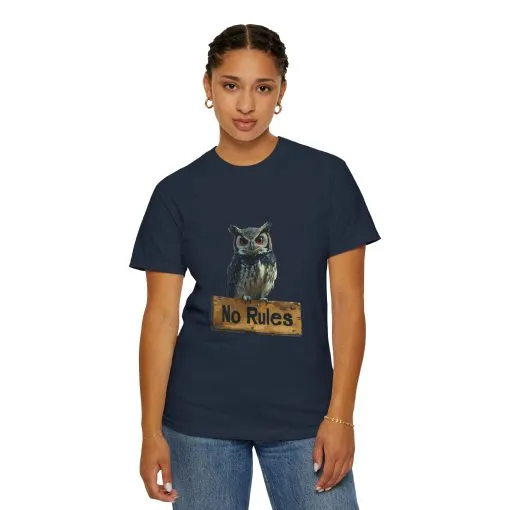 Funny Owl T-Shirt - "No Rules" Unisex Garment-Dyed Tee for Animal Lovers - Image 40