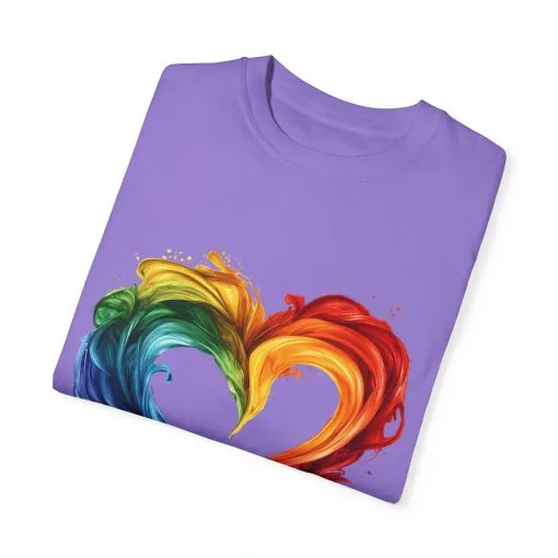 Pride Heart Unisex Garment-Dyed T-shirt - Colorful Rainbow Design for LGBTQ+ Celebration - Image 34