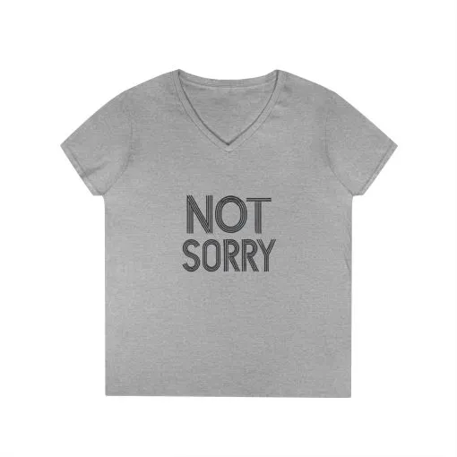 Not Sorry Ladies' V-Neck T-Shirt - Casual Statement Tee for Confident Women - Image 2