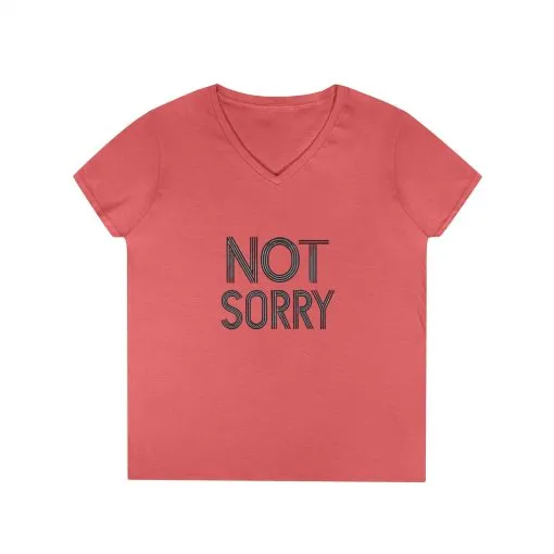 Not Sorry Ladies' V-Neck T-Shirt - Casual Statement Tee for Confident Women - Image 5