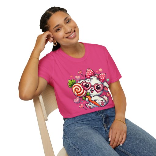 Cute Bunny Love Unisex Softstyle T-Shirt - Perfect for Valentine's Day and Spring Celebrations - Image 5
